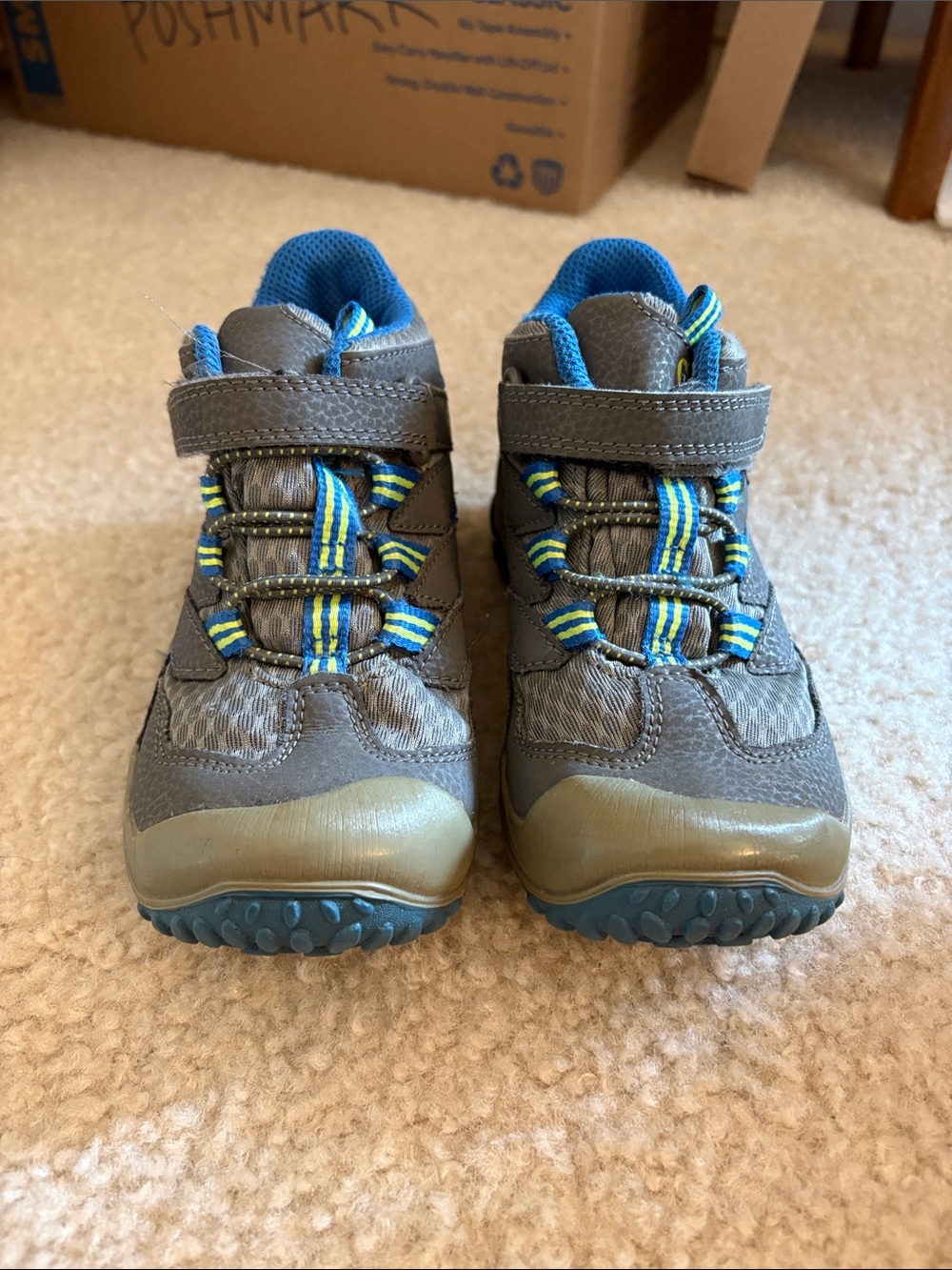 Merrell Gray Kids Sneakers with Blue and Yellow Accents